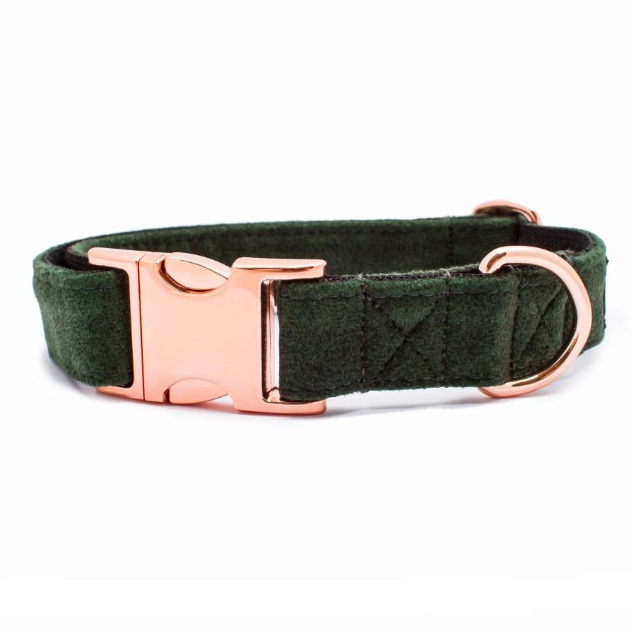 OBROŻA Z KLAMRĄ DLA PSA ELEGANT BUTELKOWA ZIELEŃ - TATAR DOG  (1).jpg