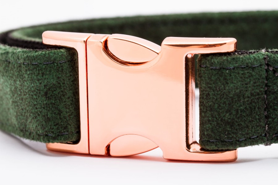 OBROŻA Z KLAMRĄ DLA PSA ELEGANT BUTELKOWA ZIELEŃ - TATAR DOG  (2).jpg