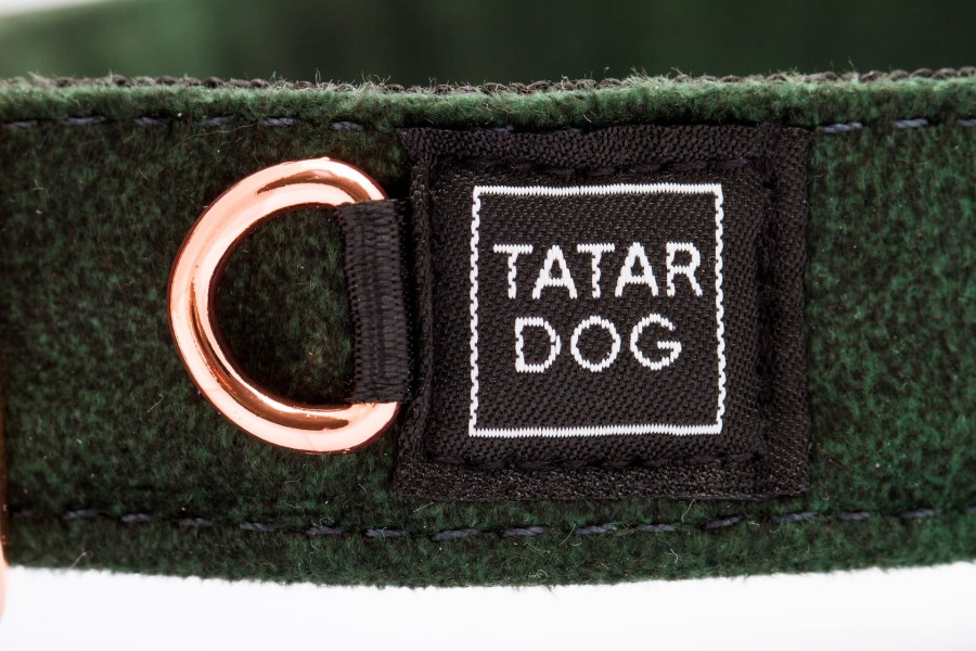 OBROŻA Z KLAMRĄ DLA PSA ELEGANT BUTELKOWA ZIELEŃ - TATAR DOG  (4).jpg