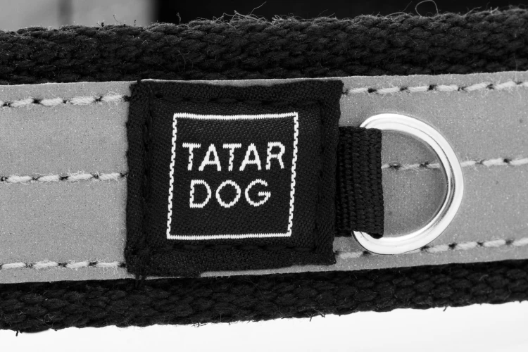 Obroża półzaciskowa odblaskowa PRO dla dużego psa FLASH czarna- TATAR DOG (3).jpg