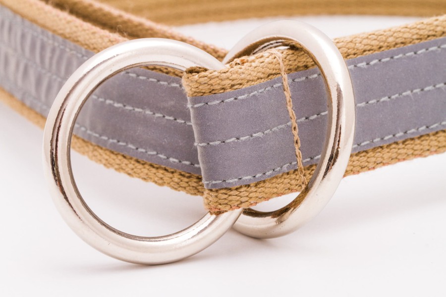 Obroża półzaciskowa odblaskowa PRO dla dużego psa FLASH beżowa - TATAR DOG (4).jpg