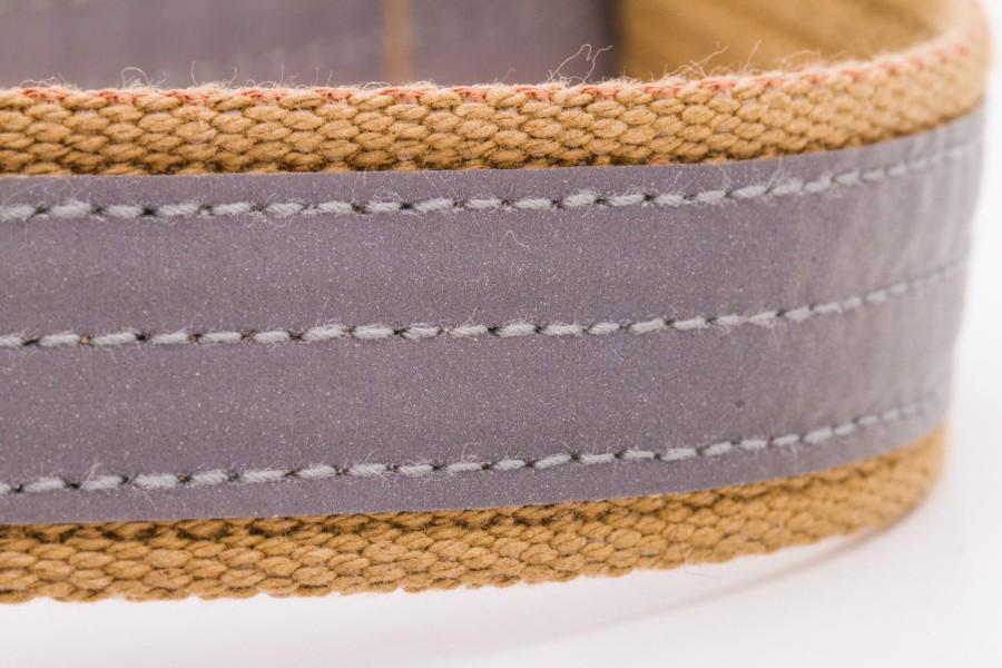 Obroża półzaciskowa odblaskowa PRO dla dużego psa FLASH beżowa - TATAR DOG (6).jpg