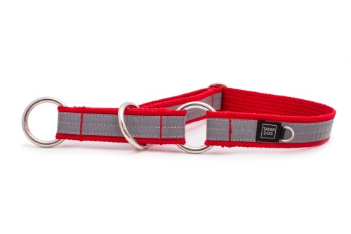 Obroża półzaciskowa odblaskowa PRO dla dużego psa FLASH czerwona - TATAR DOG (1).jpg