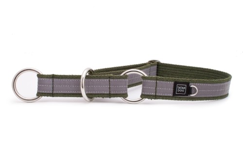 Obroża półzaciskowa odblaskowa PRO dla dużego psa FLASH khaki - TATAR DOG (1).jpg