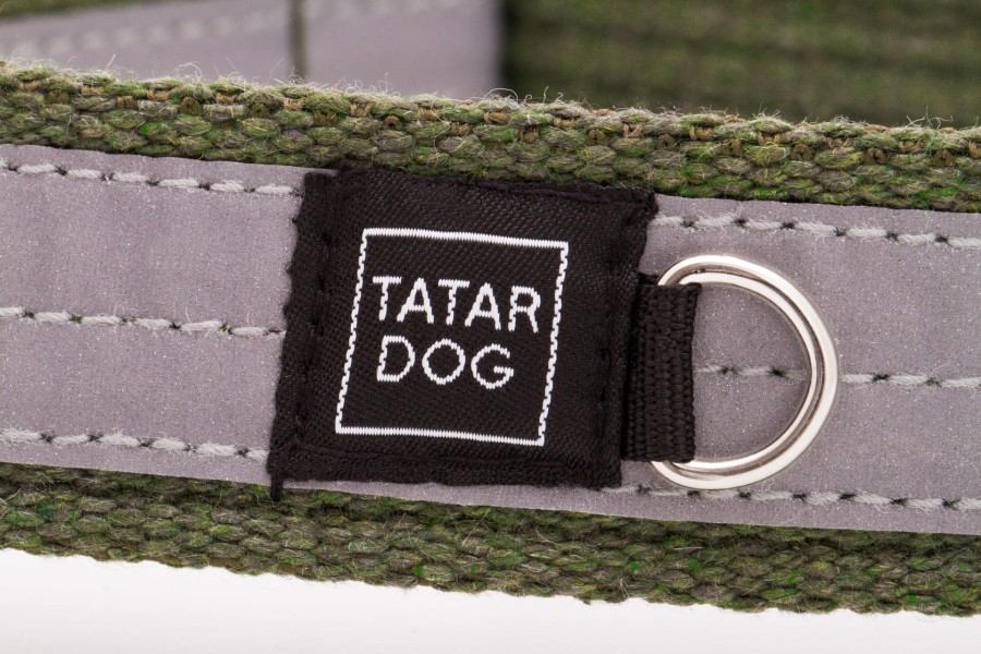 Obroża półzaciskowa odblaskowa PRO dla dużego psa FLASH khaki - TATAR DOG (3).jpg