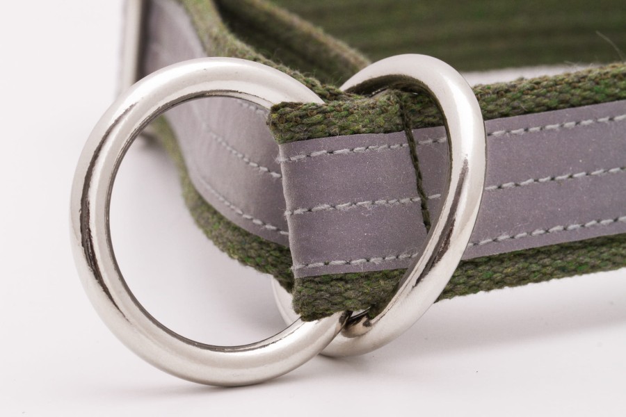 Obroża półzaciskowa odblaskowa PRO dla dużego psa FLASH khaki - TATAR DOG (5).jpg