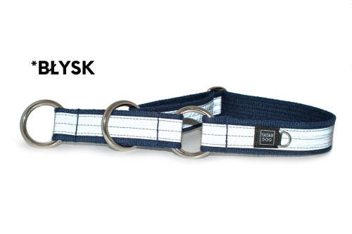 Obroża półzaciskowa odblaskowa PRO dla dużego psa FLASH granat - TATAR DOG (2).jpg