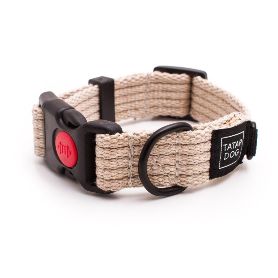 Obroża dla małego psa z klamrą MINI NATURAL beżowa- TATAR DOG (1).jpg