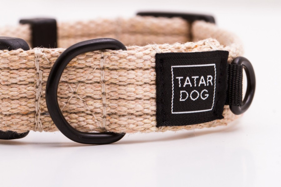 Obroża dla małego psa z klamrą MINI NATURAL beżowa- TATAR DOG (3).jpg