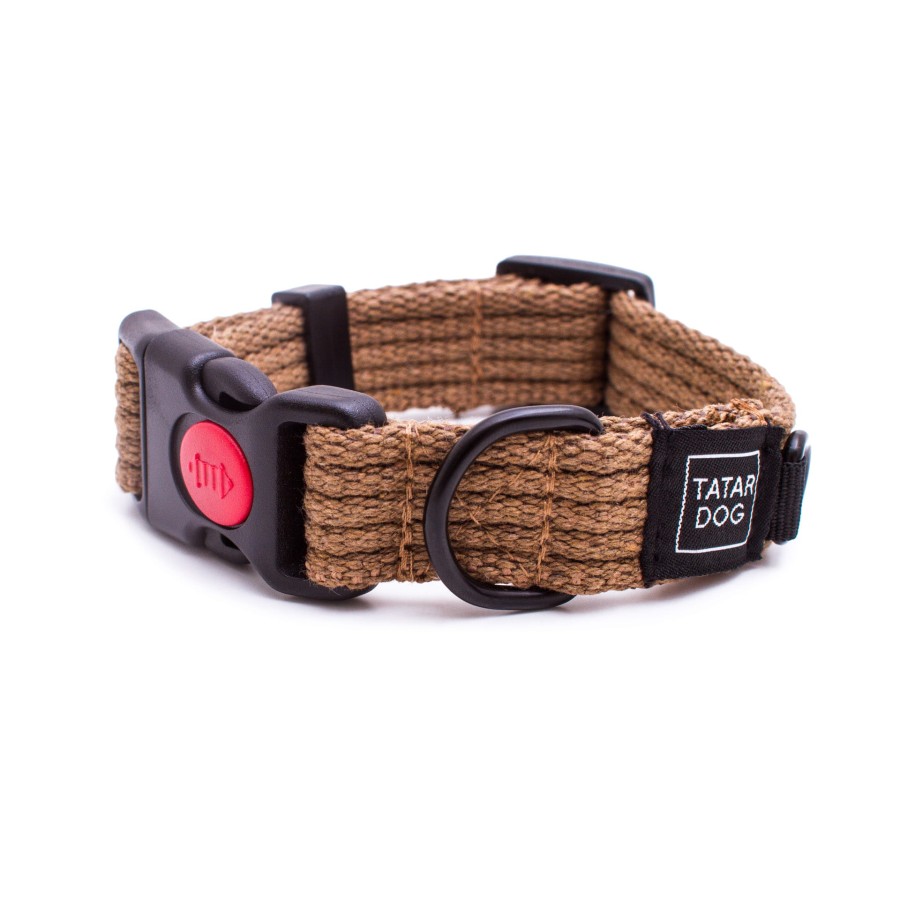 Obroża dla małego psa z klamrą MINI NATURAL ciemny beż- TATAR DOG  (1).jpg
