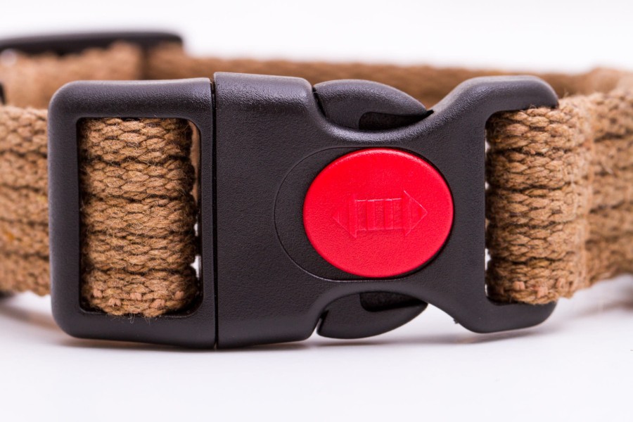 Obroża dla małego psa z klamrą MINI NATURAL ciemny beż- TATAR DOG  (4).jpg