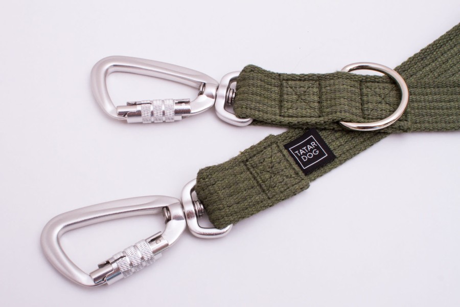 Smycz przepinana dla dużego psa PRO Natural khaki - TATAR DOG (6).jpg