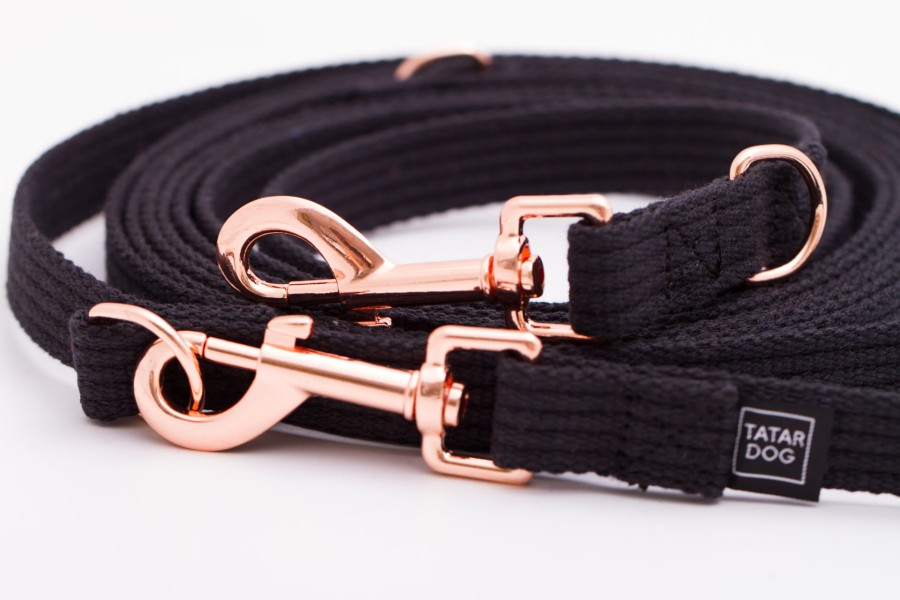 Smycz przepinana dla małego psa Natural czarna - TATAR DOG (3).jpg