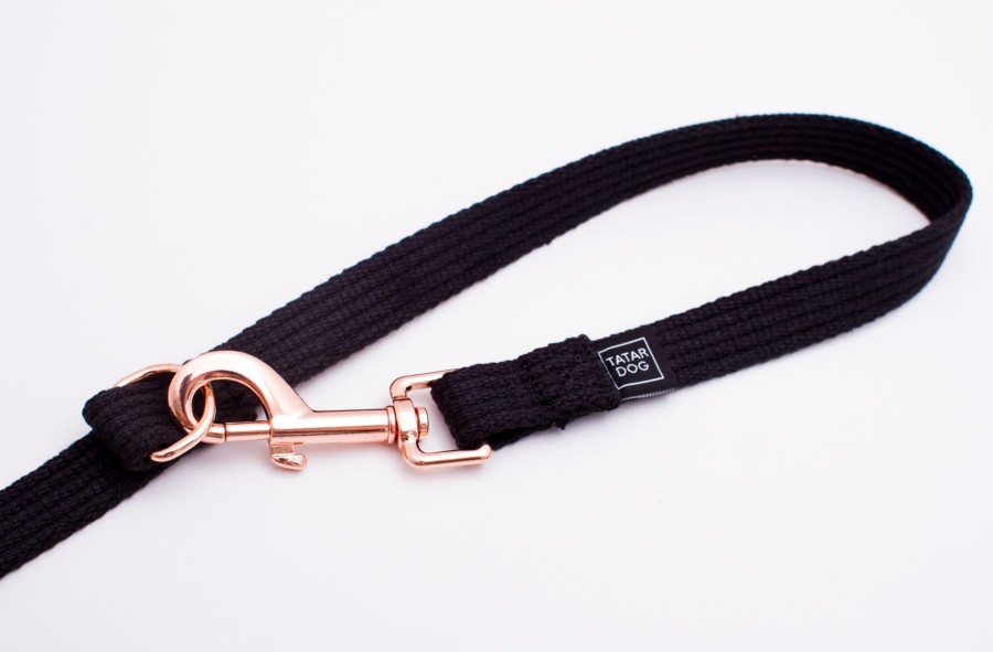 Smycz przepinana dla małego psa Natural czarna - TATAR DOG (5).jpg