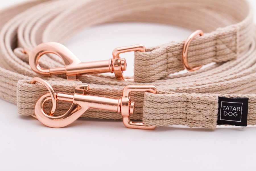 Smycz przepinana dla małego psa Natural beżowa - TATAR DOG (3).jpg
