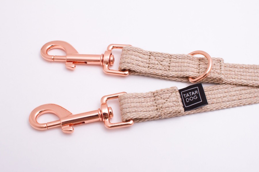 Smycz przepinana dla małego psa Natural beżowa - TATAR DOG (6).jpg