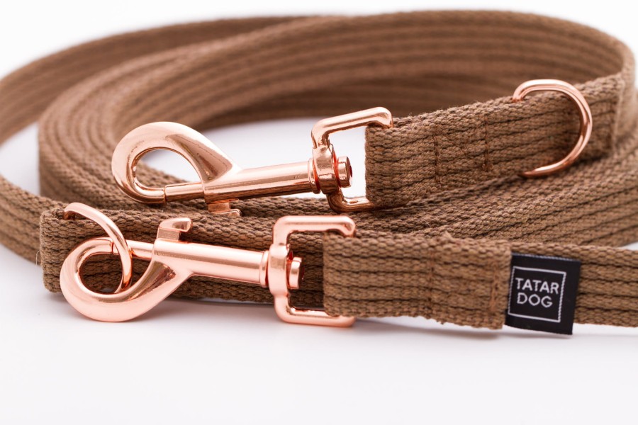Smycz przepinana dla małego psa Natural brązowa - TATAR DOG (3).jpg