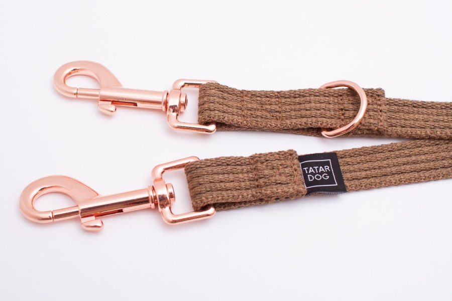 Smycz przepinana dla małego psa Natural brązowa - TATAR DOG (6).jpg