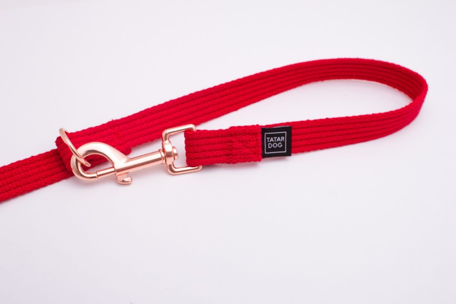Smycz przepinana dla małego psa Natural czerwona - TATAR DOG (7).jpg