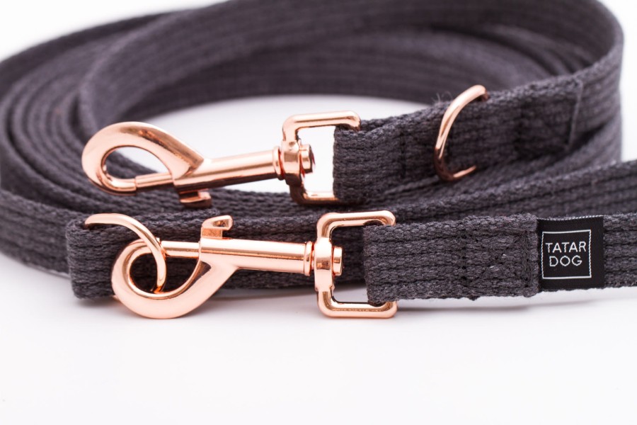 Smycz przepinana dla małego psa Natural grafitowa - TATAR DOG (3).jpg