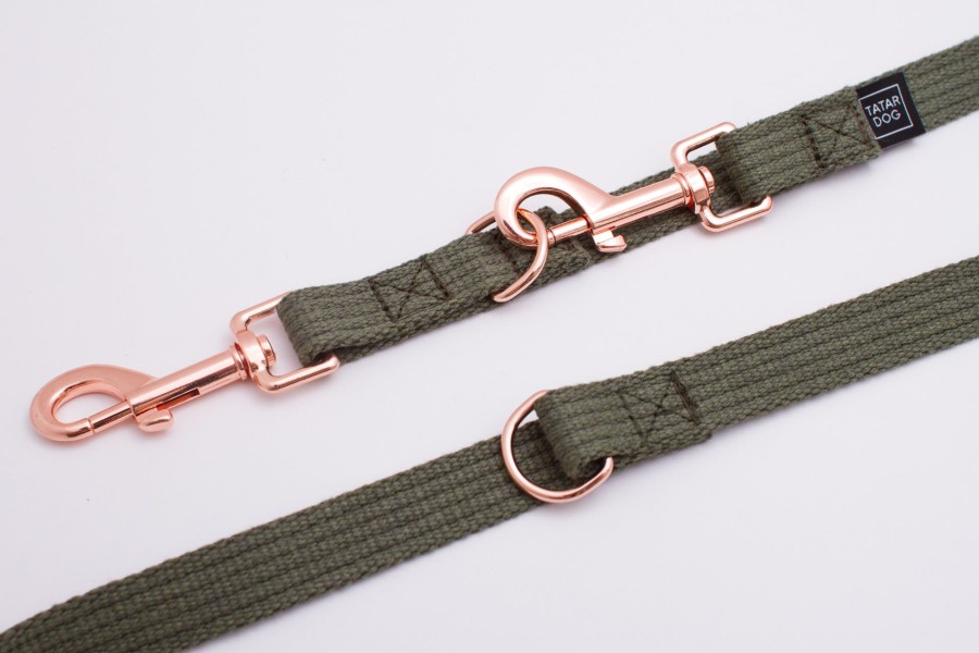 Smycz przepinana dla małego psa Natural khaki - TATAR DOG (5).jpg