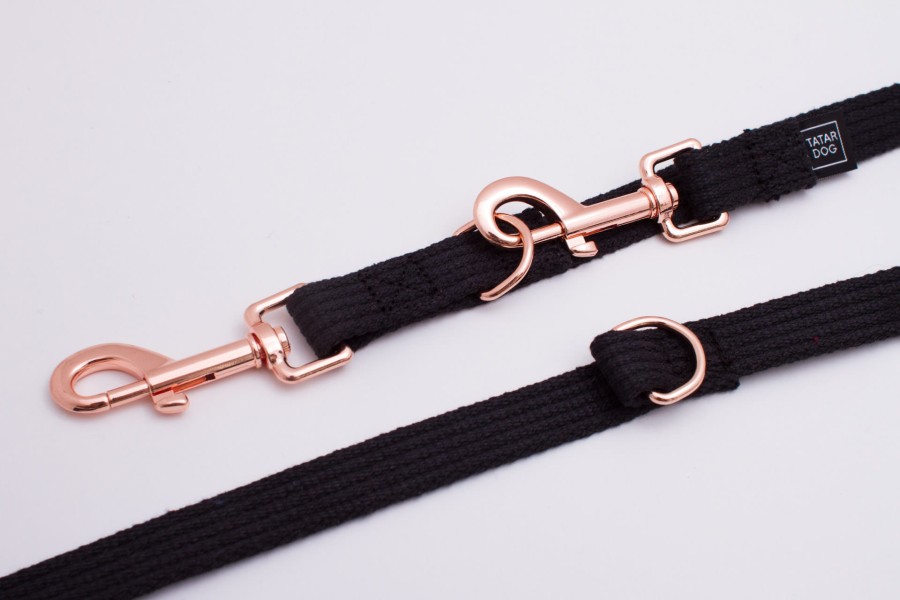 Smycz przepinana dla małego psa Natural czarna - TATAR DOG (4).jpg