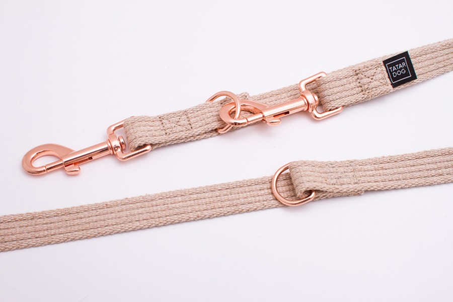 Smycz przepinana dla małego psa Natural beżowa - TATAR DOG (5).jpg