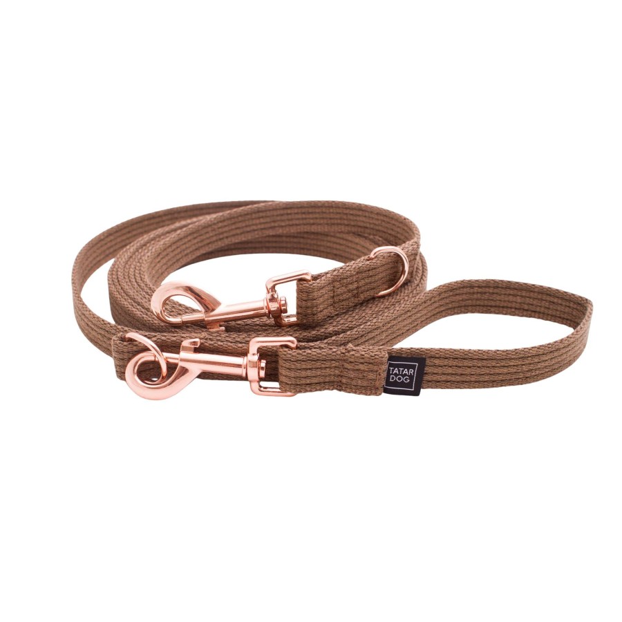 Smycz przepinana dla małego psa Natural brązowa - TATAR DOG (1).jpg