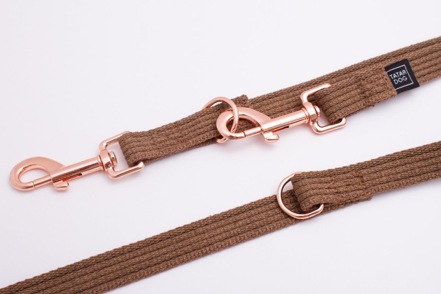 Smycz przepinana dla małego psa Natural brązowa - TATAR DOG (5).jpg