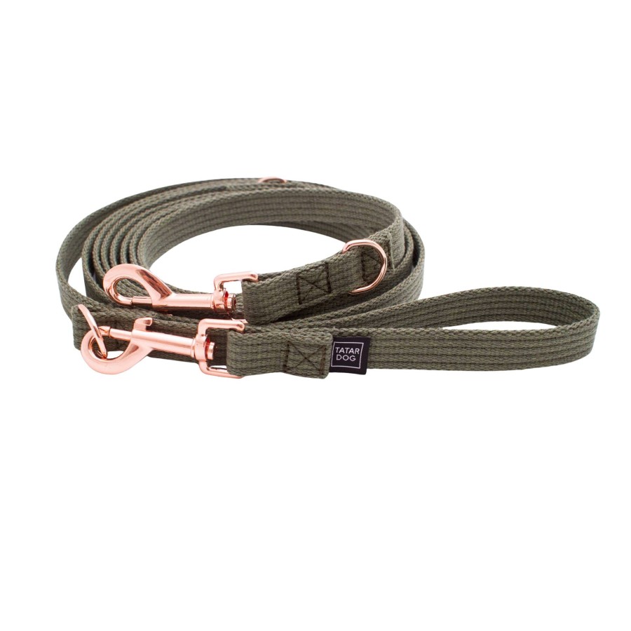 Smycz przepinana dla małego psa Natural khaki - TATAR DOG (1).jpg