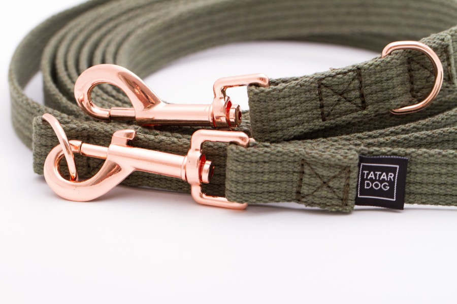 Smycz przepinana dla małego psa Natural khaki - TATAR DOG (3).jpg