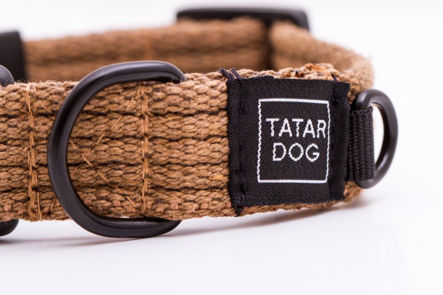 Obroża dla psa z klamrą NATURAL brązowa - TATAR DOG (3).jpg