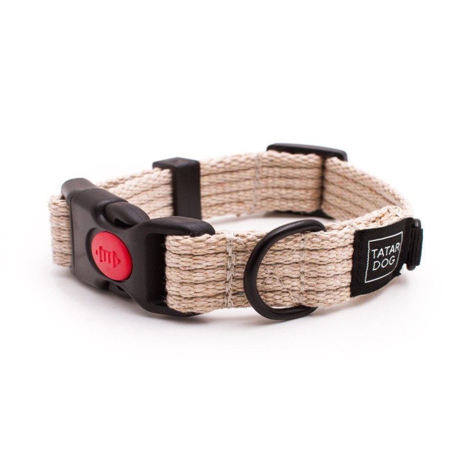 Obroża dla psa z klamrą NATURAL beżowa - TATAR DOG (1).jpg