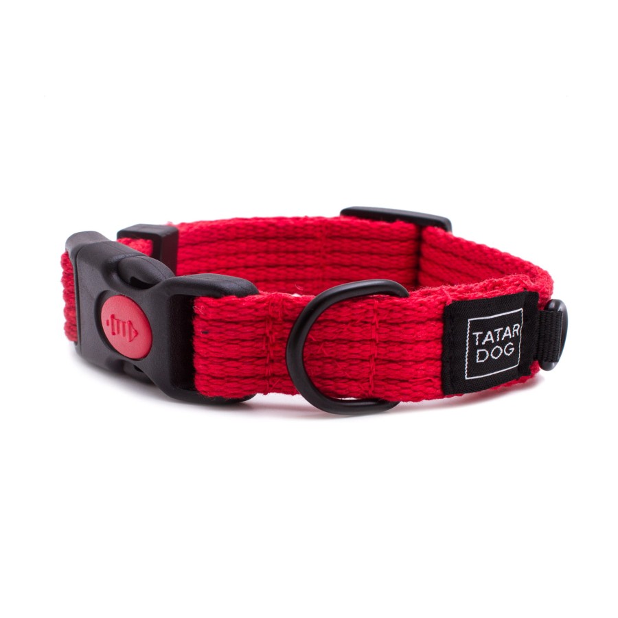 Obroża dla psa z klamrą NATURAL czerwona - TATAR DOG (1).jpg