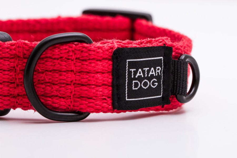Obroża dla psa z klamrą NATURAL czerwona - TATAR DOG (3).jpg