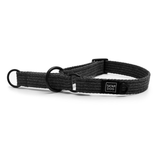 Obroża dla psa półzaciwskowa NATURAL czarna - TATAR DOG (1).JPG