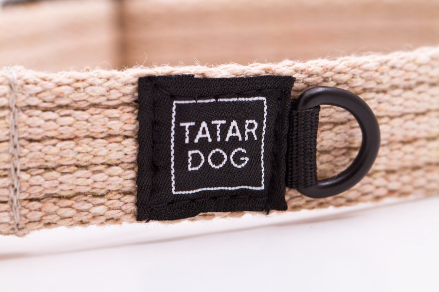Obroża dla psa półzaciwskowa NATURAL beżowa - TATAR DOG (2).JPG