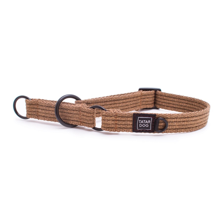 Obroża dla psa półzaciwskowa NATURAL ciemny beż - TATAR DOG (1).JPG
