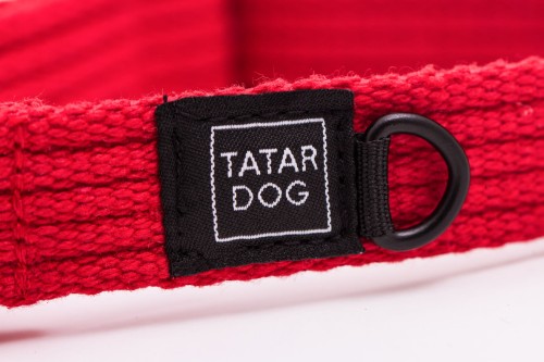 Obroża dla psa półzaciwskowa NATURAL czerwona - TATAR DOG (2).JPG
