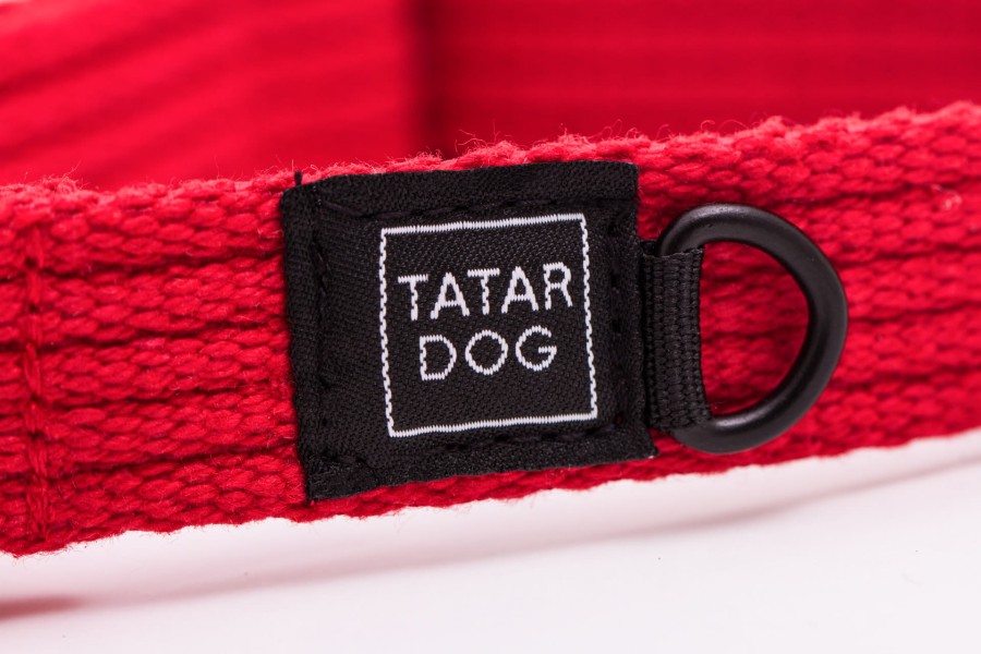 Obroża dla psa półzaciwskowa NATURAL czerwona - TATAR DOG (2).JPG