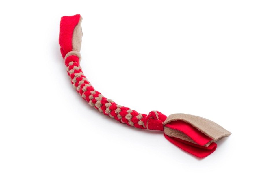 Szarpak polarowy dla psa - czerwono-beżowy - TATAR DOG (1).jpg