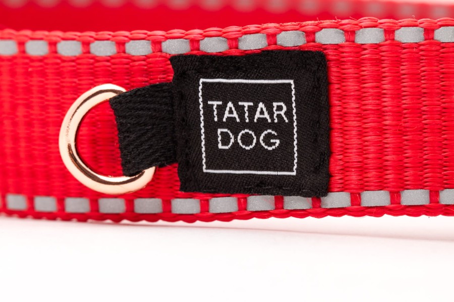 TATAR DOG - obroża odblaskowa z klamrą czerwona (4).jpg